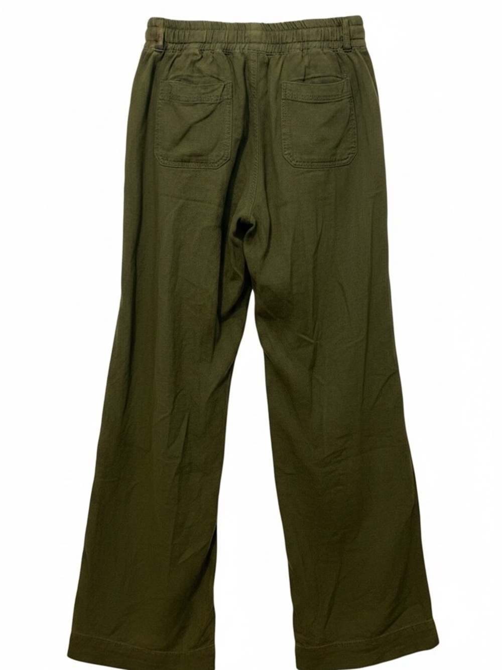 <NWT> Briggs New York Olive Elastic-Waist Relaxed Straight linen Pants | 8